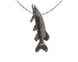 Northern pike large pendant - pewter
