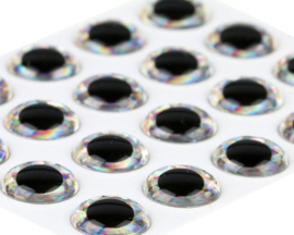 3D Epoxy eyes - holo silver 7mm