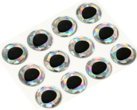 Fish eyes - rainbow silver holographic 15mm