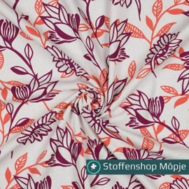 Linnen Viscose Flowers Purple