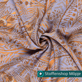 Viscose Crepe Bladeren Lila
