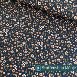 French Terry Aquarel Flowers Dark Jeans