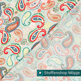 Bamboe Poplin Paisley Beige