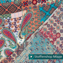Satijn Velvet Paisley Koraal