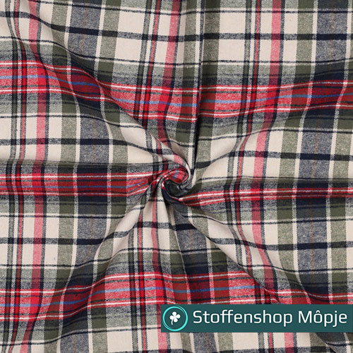 Brushed Cotton Checks Pickle - Navy - Red