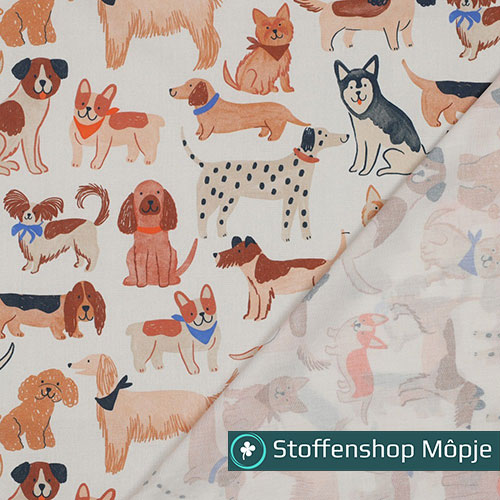 Fine Poplin Digital Dogs Off White