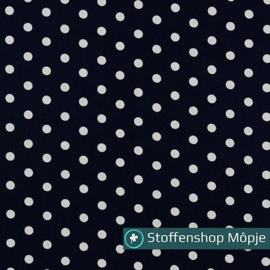 Poplin Katoen Dots Navy