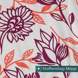 Linnen Viscose Flowers Purple