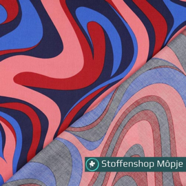 Katoen Satijn Abstract Navy