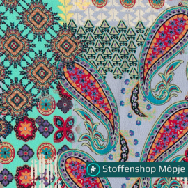 Polyester Bubble Paisley Turquoise