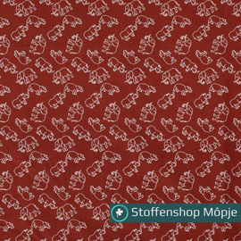 Poplin Wild Animals Stone