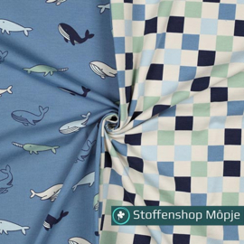 Jersey Blokjes Blauw - Groen