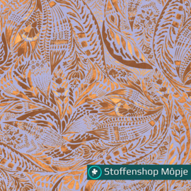 Viscose Crepe Bladeren Lila