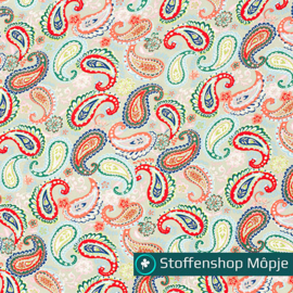 Bamboe Poplin Paisley Beige