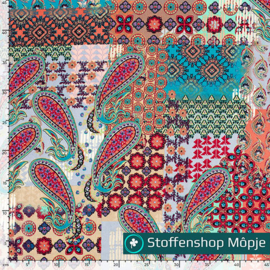 Satijn Velvet Paisley Koraal