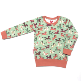 sweater mint met glitterpaardjes