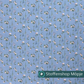 Viscose Flowers Indigo