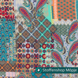 Polyester Bubble Paisley Turquoise