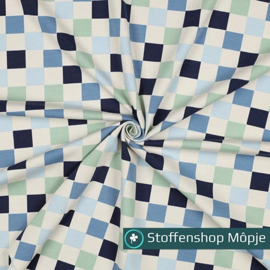 Jersey Blokjes Blauw - Groen