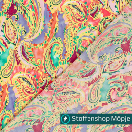 Polyester Bubble Paisley Geel
