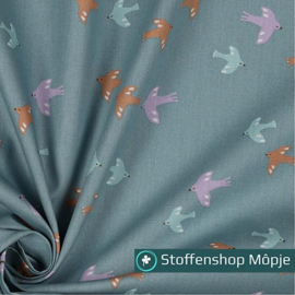 Poplin GOTS Butterflies Dark Mint