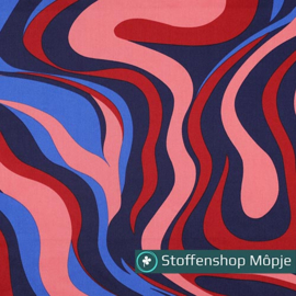 Katoen Satijn Abstract Navy