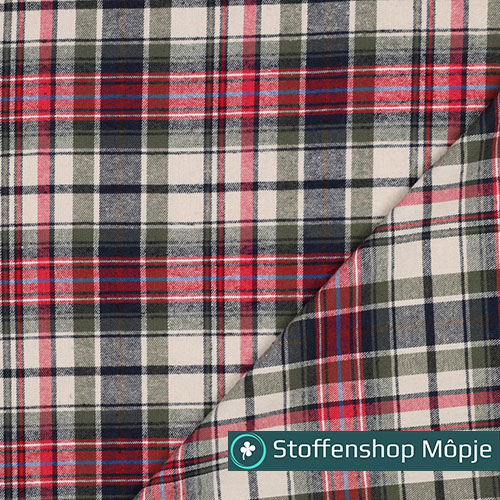 Brushed Cotton Checks Pickle - Navy - Red