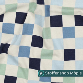 Jersey Blokjes Blauw - Groen
