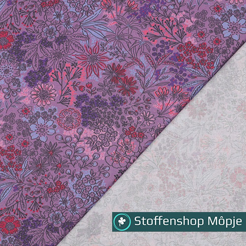 Fine Poplin Digital Flowers Lavender