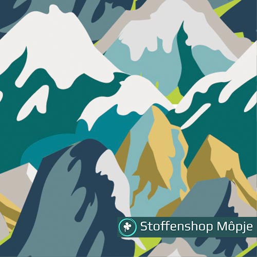 French Terry Brushed Mountains Petrol