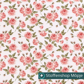 Poplin Roses White