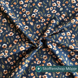 French Terry Aquarel Flowers Dark Jeans