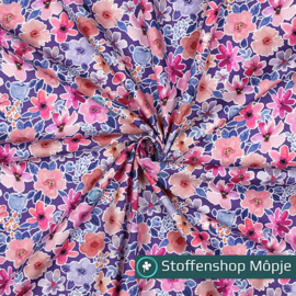 Fine Poplin Digital Flowers Purple