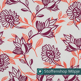 Linnen Viscose Flowers Purple