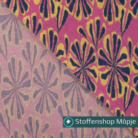 Badstof Jacquard Multi Flower Fuchsia