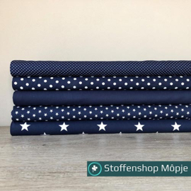 Poplin Katoen Dots Navy