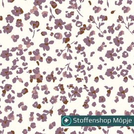 Hydrofiel Flowers Off White - Mauve