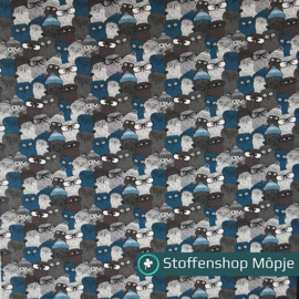 Jersey Uiltjes Blauw - Grijs