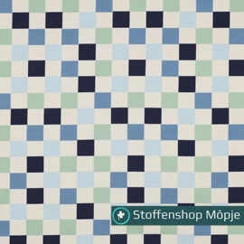 Jersey Blokjes Blauw - Groen