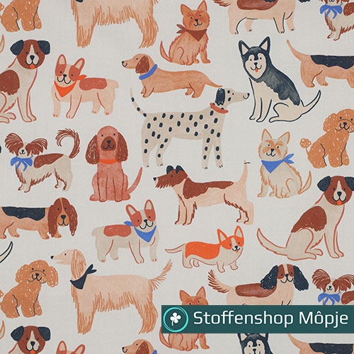 Fine Poplin Digital Dogs Off White