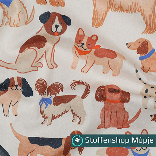 Fine Poplin Digital Dogs Off White