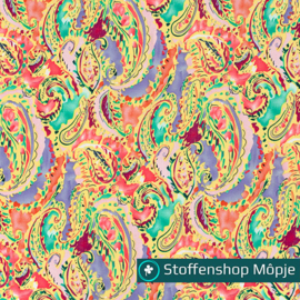 Polyester Bubble Paisley Geel