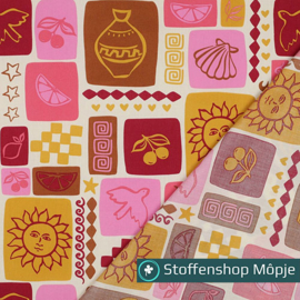 Fine Poplin Summer Patchwork Off White