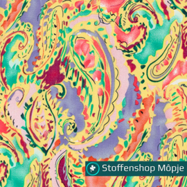 Polyester Bubble Paisley Geel