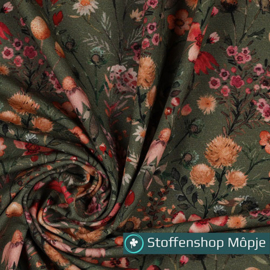Jersey Digital Flowers Army Green