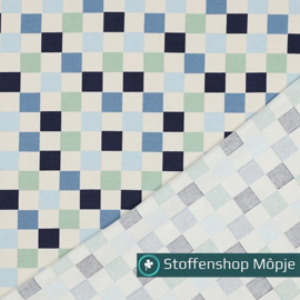 Jersey Blokjes Blauw - Groen