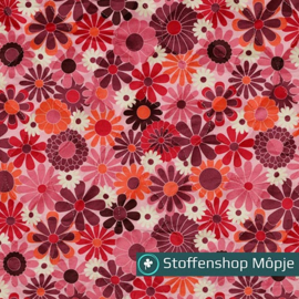 Stepped Velvet Digital Flowers Fuchsia