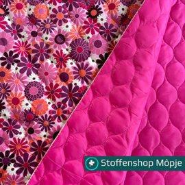 Stepped Velvet Digital Flowers Fuchsia