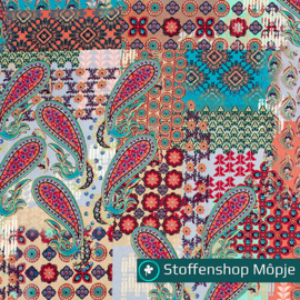 Satijn Velvet Paisley Koraal