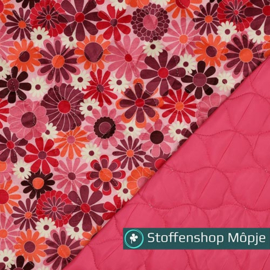 Stepped Velvet Digital Flowers Fuchsia